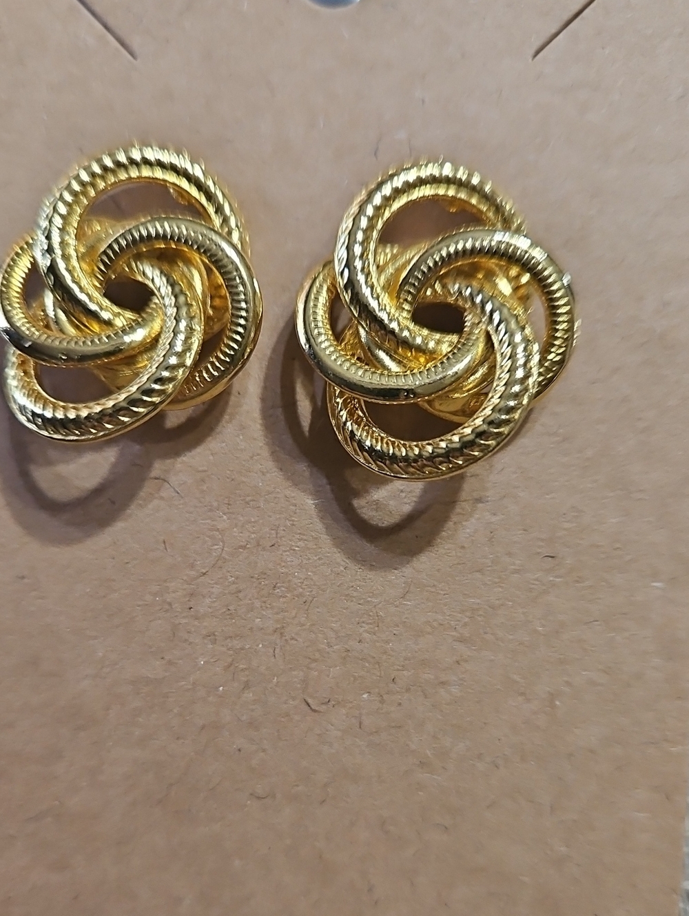 Gold Interlocking Knot Clip-On Earrings - Women's Jewelry